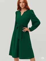 Herbst und Winter Europäische und Amerikanische Damenbekleidung Langärmliges Kleines V-Ausschnitt Spitzenkleid