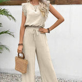 Women's Solid Color Two-Piece Set | Casual Short-Sleeved Top & Straight-Leg Pants