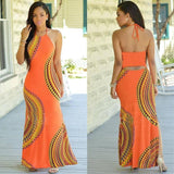 Boho Print Halter Maxi Dress for Women-1