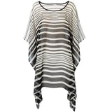 Chiffon Black And White Striped Loose Beach Skirt Bikini-1