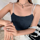 Lace Up Corset Crop Tops Women Plush Sleeveless Backless-1