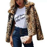Faux fur women's lapel jacket autumn and winter new-Leopard Print-1