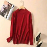 Long Sleeve Turtleneck Sweater for Women-Rust red-1