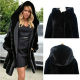 Black Biker Style Mink Faux Fur Jacket-1