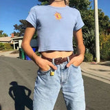 Women's Cropped Tee with Sun Emblem-1