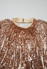 Backless Sequin Mock Neck Long Sleeve Mini Dress-5