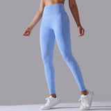 Lovemi - Gestrickte nahtlose Yogahosen, Laufsport, Fitness, hohe Taille, Po-Lifting-Leggings, Damenbekleidung