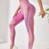 New Tie Dye Aurora Print Sports Pants Seamless High Waisted Fitness Yoga Pants For Women Gym Running Sweatpants Trousers