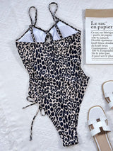 Leopard Cutout Tied One-Piece Swimsuit-4