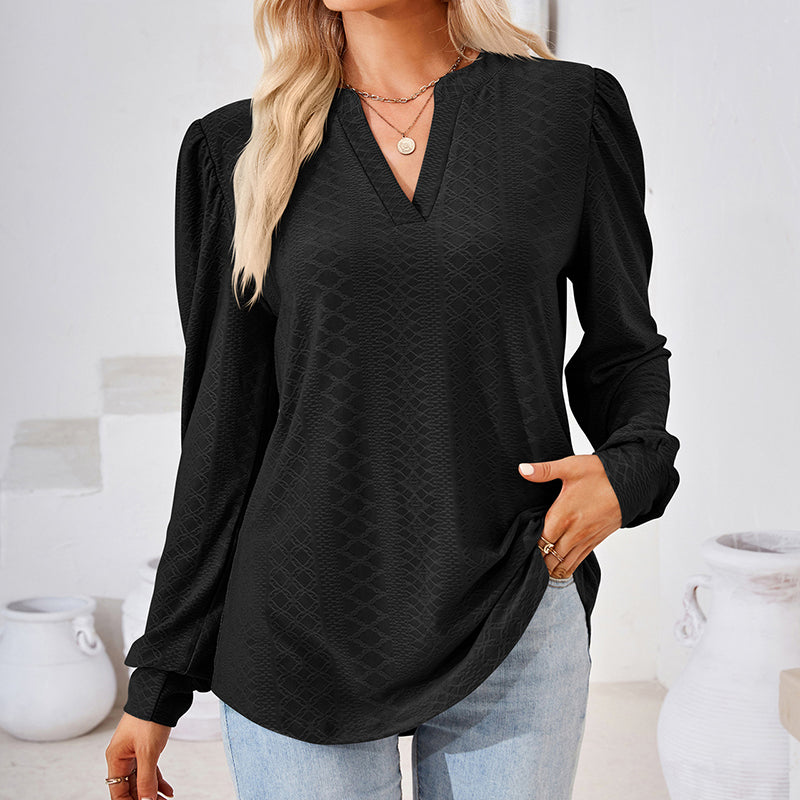 Puff Sleeve V-Neck Blouse