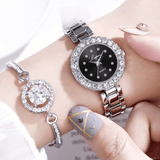 Lovemi - Uhren-Set Armreif Uhr Armband Armbanduhr Quarz Damenmode Damen Marke Luxus