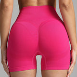 Lovemi - Nahtlose Yoga-Shorts für Damen, einfarbig, hohe Taille, hüfthebende Fitnesshose, Lauf-Jogginghose