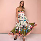 Lovemi - Ärmelloses Swing-Kleid aus Baumwollleinen mit Graffiti-Print