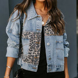 Leopard-Print Stitch Denim Jacket – Bold and Unique Streetwear