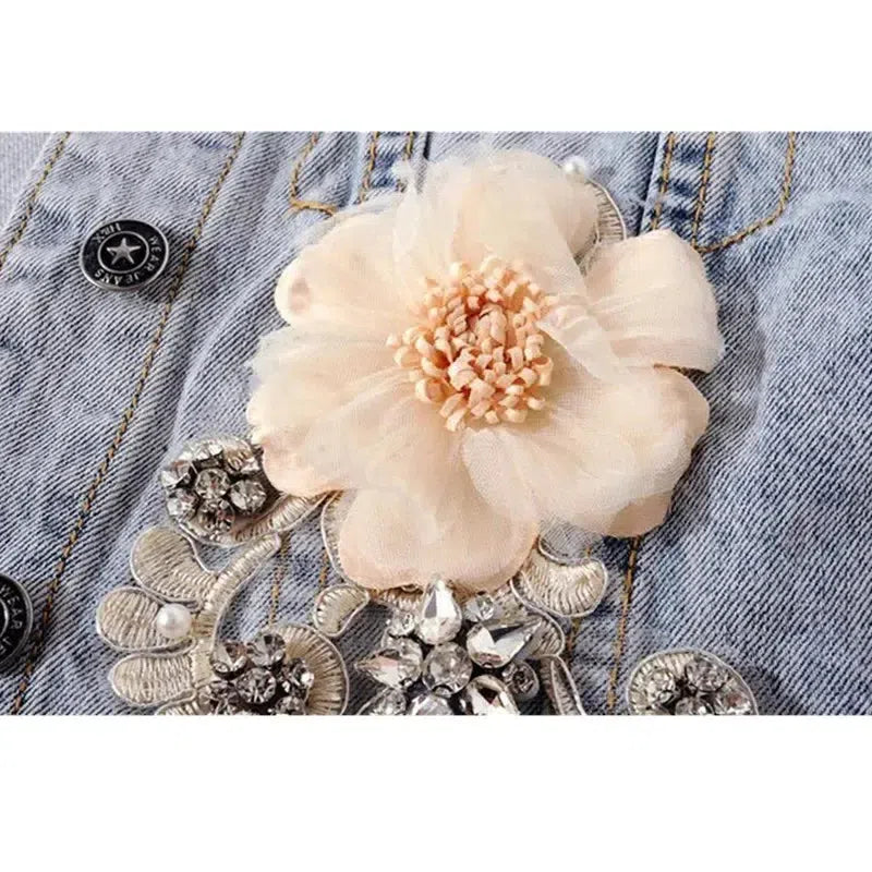 Vintage Floral Embroidered Denim Jacket – Elegant and Edgy-3