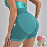 Lovemi - Gestreifte Yoga-Shorts mit hoher Taille und Hüftlifting-Funktion, enge Hose für Damen, zum Laufen, Fitness, Sport-Leggings