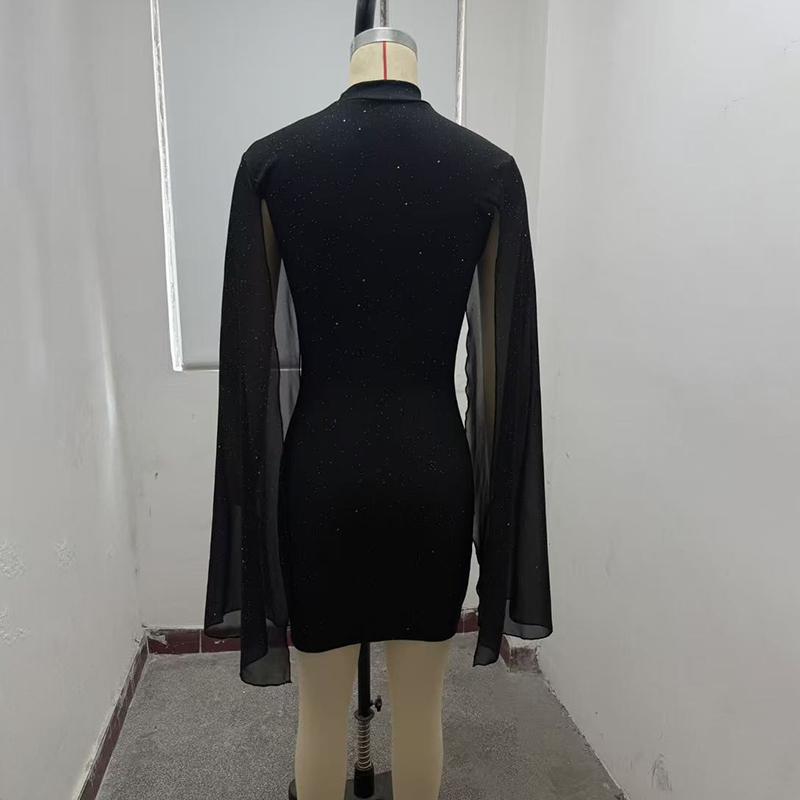 Sparkly Cloak Sleeve Mini Dress