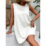 Lovemi -  Fashion Solid Color Sleeveless Dress Summer Slim Diagonal-neck Dresses For Womens Clothing