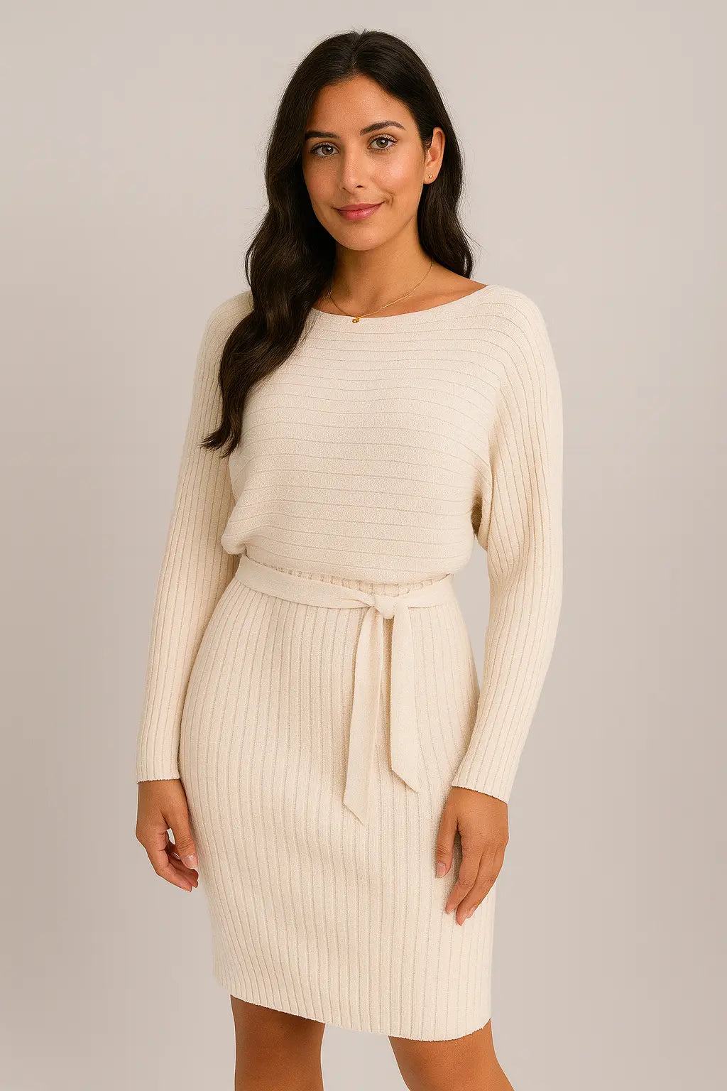 2pcs Anzug Frauen solide Streifen langärmelige Top und engen Strapsrock Mode Herbst Winter schlanke Kleidung