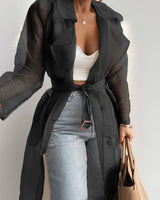 Women's Solid Color Loose Balloon Sleeve Mid Length Shirt Jacket