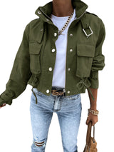 Women's New Motorcycle Jacket Coat Crop Top