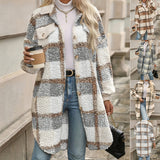 Chic Colorblock Plaid Puffer Jacket