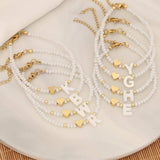 Bracelet en perles de coquillage blanc pour femmes, 26 lettres, en métal, Design d'amour, bijoux