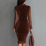 Lace Trim Bodycon Midi Dress