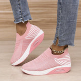 Lovemi - Mesh-Schuhe mit Streifendesign, modische Slipper mit Luftpolsterung, atmungsaktive flache Schuhe mit runder Zehenpartie für Damen