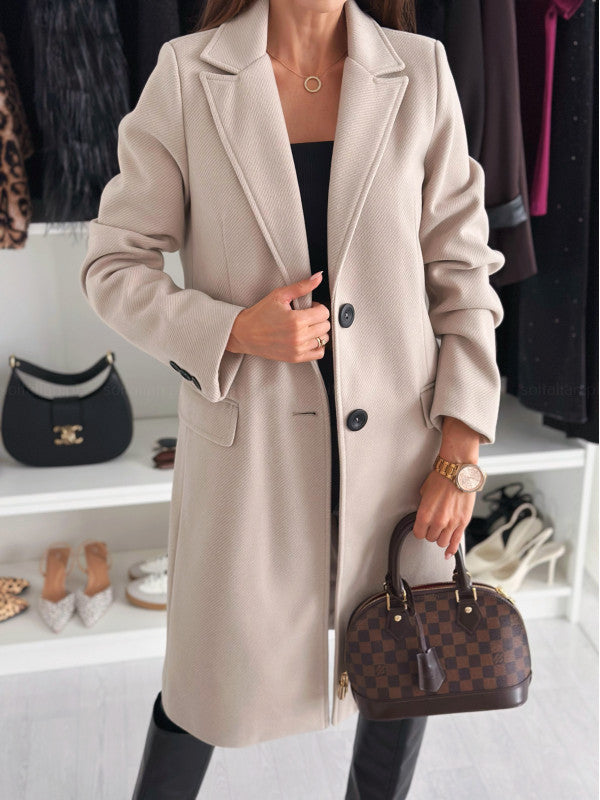 Timeless Wool Lapel Long Coat