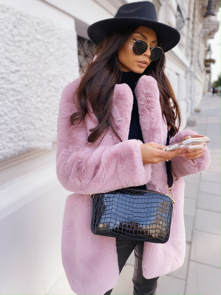 Chic Faux Fur Lapel Coat for Women