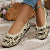Lovemi - Modische flache Schuhe mit Karomuster, modische, lässige, atmungsaktive Slipper mit runder Zehenpartie aus Netzmaterial für Damen