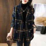 Retro Plaid Slimming Wool Coat
