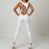 Lovemi - Yoga-Overall mit V-förmigem Rückendesign, ärmellos, Fitness, Laufsportbekleidung, Stretch-Strumpfhose für Damenbekleidung