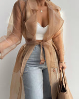 Women's Solid Color Loose Balloon Sleeve Mid Length Shirt Jacket