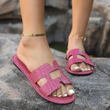 Lovemi - Modische Sandalen mit Muster, Sommer, einfarbig, flach, Pantoletten, Hausschuhe, lässig, Urlaub, Strandschuhe