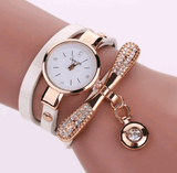 Lovemi – Mode-Damenuhr mit dünnem Gürtel. Lässige Drei-Ring-Armbanduhr. Damenmode-Quarzuhr