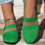 Lovemi - Flache Schuhe aus Netzstoff mit Streifendesign, modische, lässige, atmungsaktive Slipper in Volltonfarbe und runder Zehenpartie für Damen