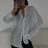 Long-Sleeved Sequin Shirt