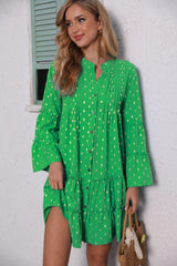 Lovemi - Neues, bedrucktes, plissiertes, ausgestelltes Langarmkleid mit Knopfleiste im Sommerdesign, lockere Kleider, modische Damenbekleidung