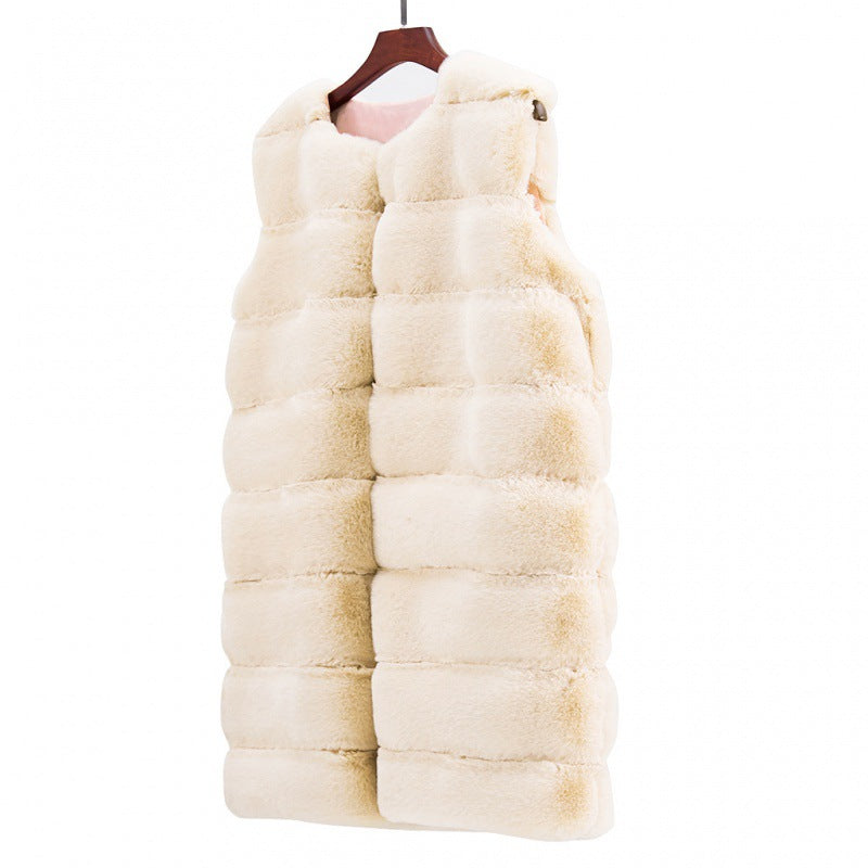 Faux Fur Long Vest Puffer Coat