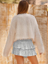 Lovemi - Hohe Taille, Faltenrock mit Pailletten, Damenbekleidung, kurzes Partykleid für heiße Mädchen