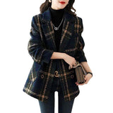 Retro Plaid Slimming Wool Coat