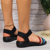 Lovemi - Modische Sandalen mit Farbblockdesign und elastischem Riemen, Sommermode, flache Schuhe mit Fischmaul für Damen