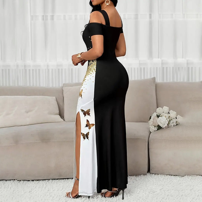 Butterfly Colorblock Maxi Dress