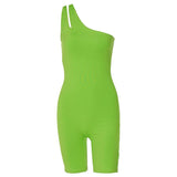 Lovemi -  Solid Color One Shoulder Slim Fit Hip Raise Sports Yoga Jumpsuit