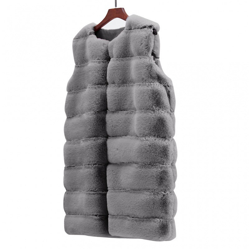 Faux Fur Long Vest Puffer Coat