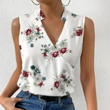 Lovemi - Lässige bedruckte Oberteile, Sommer-T-Shirt mit V-Ausschnitt und Ärmeln, Damenbekleidung