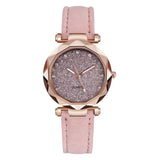 Lovemi – Lässige Damen-Armbanduhr mit romantischem Sternenhimmel, Leder, Strass, Designer-Damenuhr