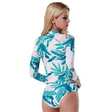 Lovemi - Europäischer und amerikanischer dreieckiger Badeanzug mit geteiltem Körper, langärmliger Sonnenschutz-Surfanzug für Damen, bedruckter Reißverschluss
